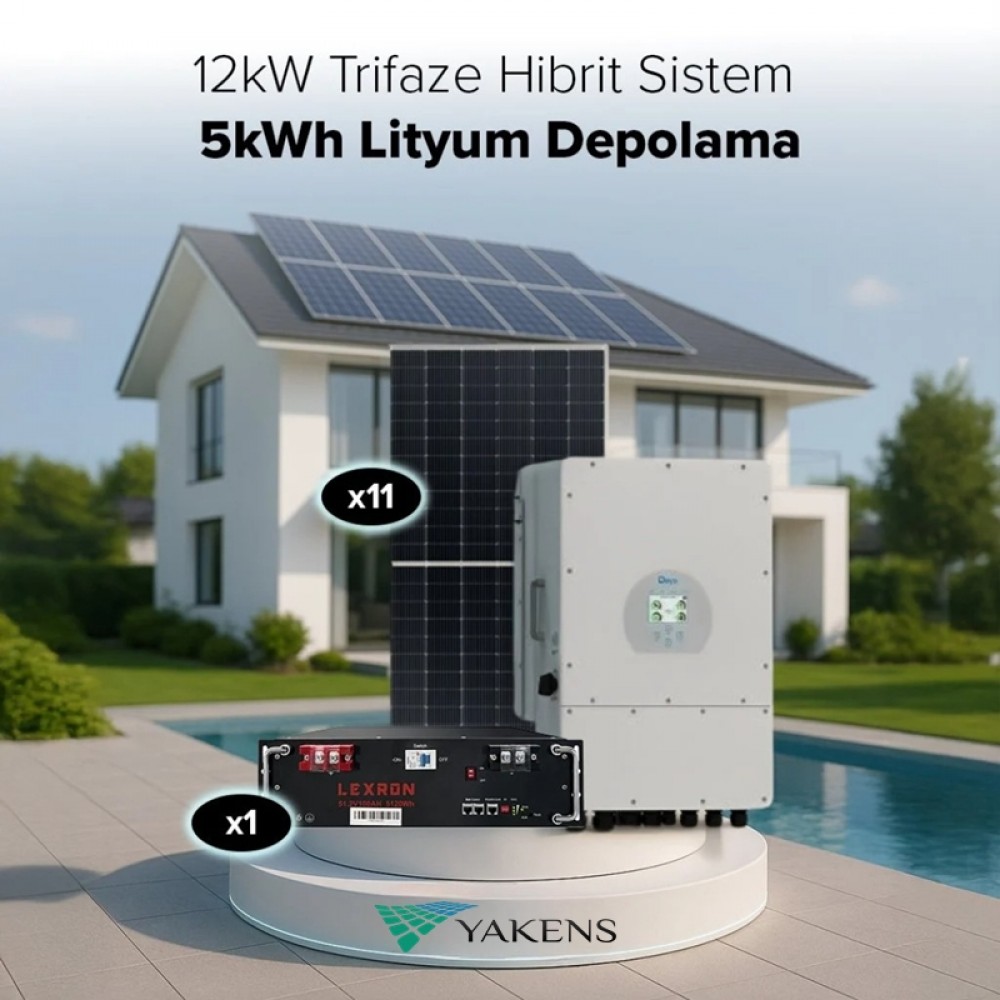 12 Kw Trifaze Hibrit Hazır Solar Paket (Sistem 1) Lexron
